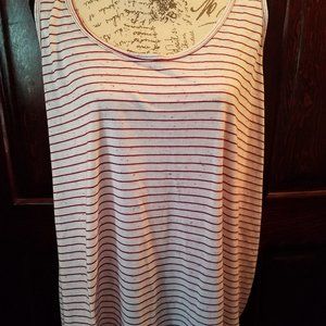 Women's Stripped Maroon & White Long Tank